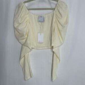 C/meo collective Back to Back crop top Ivory long sleeves size XL boho fairy